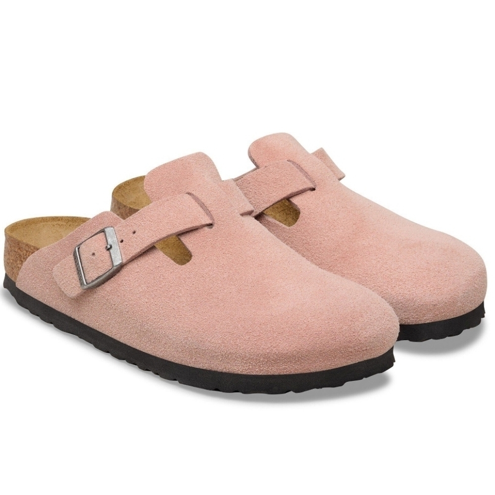 Birkenstock Boston Suede Leather, Color Pink Clay, Retail $154.95 USD